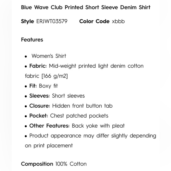 NWT Roxy Blue Wave Club Denim Shirt - Picture 14 of 16